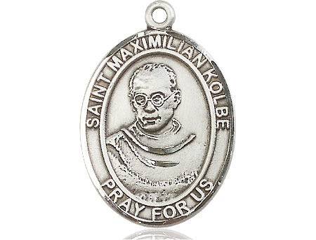 Extel Large Oval Pewter St. Maximilian Kolbe Medal, Made in USA