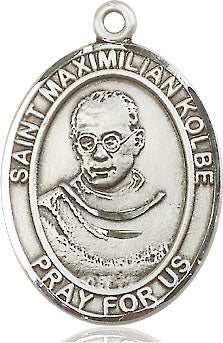 Extel Large Oval Pewter St. Maximilian Kolbe Medal, Made in USA