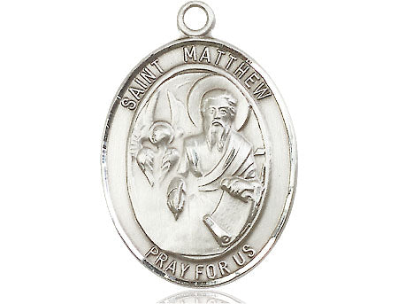 Extel Large Oval Pewter St. Matthew the Apostle Medal, Made in USA