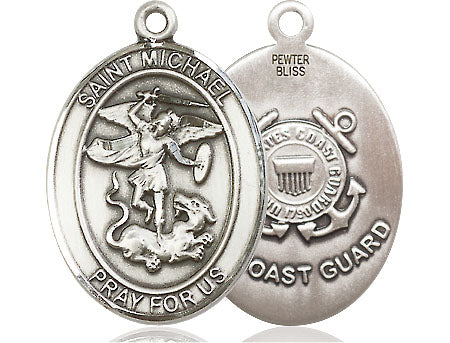 Extel Oval Large Pewter St Michael Coast Guard Medal, Made in USA