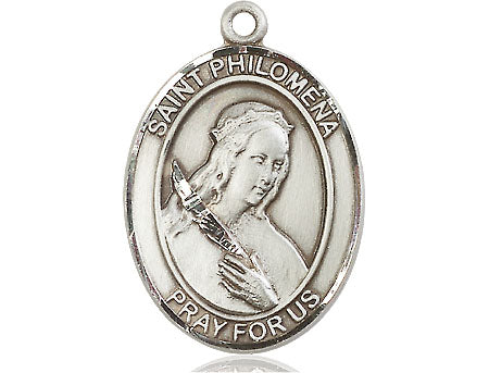 Extel Large Oval Pewter St. Philomena Medal, Made in USA