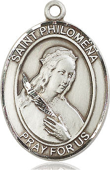 Extel Large Oval Pewter St. Philomena Medal, Made in USA