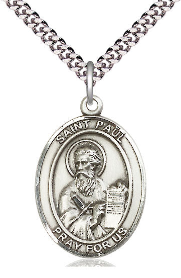 Extel Large Oval  Pewter St. Paul the Apostle Pendant with 24" chain, Made in USA