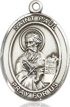 Extel Large Oval  Pewter St. Paul the Apostle Pendant with 24" chain, Made in USA