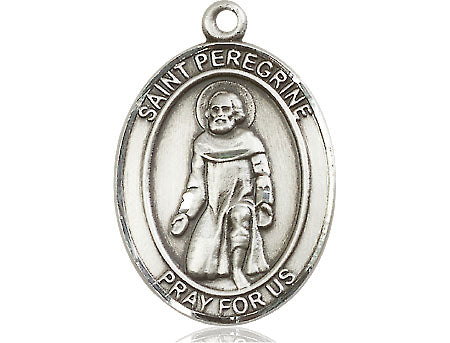 Extel Large Oval Pewter St. Peregrine Laziosi Medal, Made in USA