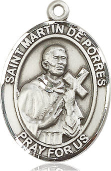 Extel Large Oval Pewter St. Martin de Porres Medal, Made in USA