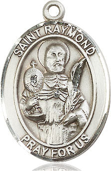 Extel Large Oval Sterling Silver St. Raymond Nonnatus Pendant with 24" chain, Made in USA