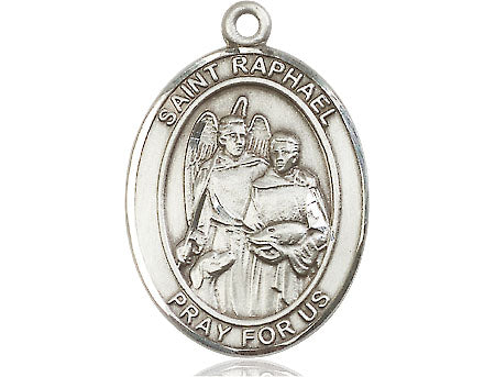 Extel Large Oval Pewter St. Raphael the Archangel Medal, Made in USA