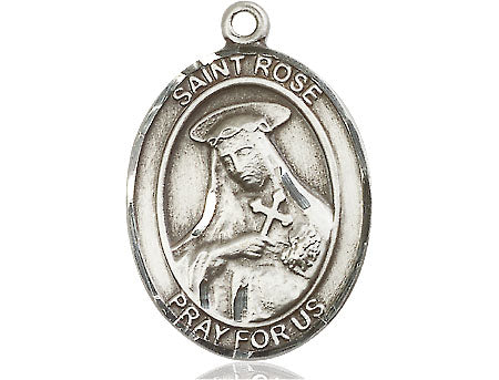 Extel Large Oval Pewter St. Rose of Lima Medal, Made in USA