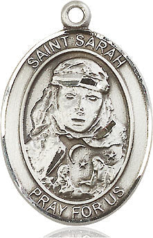 Extel Large Oval Sterling Silver St. Sarah Medal, Made in USA