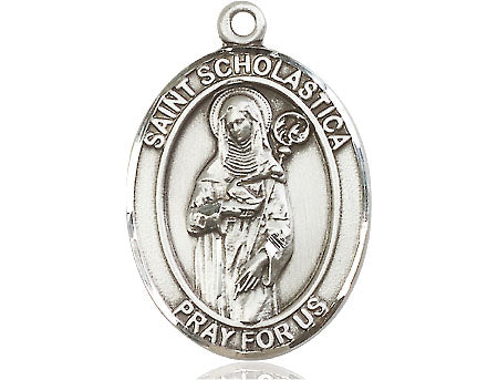 Extel Large Oval Pewter St. Scholastica Medal, Made in USA