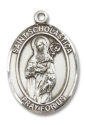 Extel Large Oval Sterling Silver St. Scholastica Medal, Made in USA