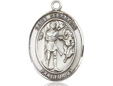 Extel Large Oval Pewter St. Sebastian Medal, Made in USA