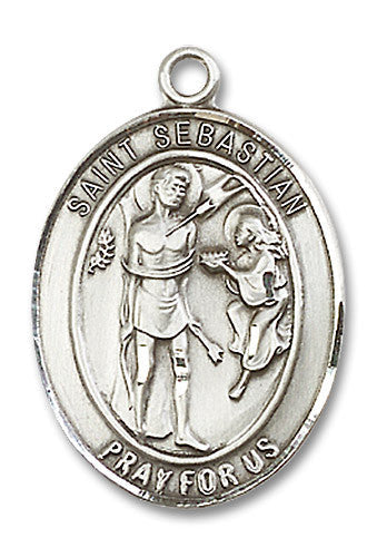 Extel Large Oval Sterling Silver St. Sebastian Medal, Made in USA