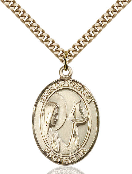 Extel Large Oval 14kt Gold Filled Our Lady Star of the Sea Pendant with 24" chain