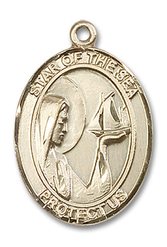 Extel Large Oval 14kt Gold Filled Our Lady Star of the Sea Medal