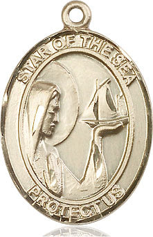 Extel Large Oval 14kt Gold Filled Our Lady Star of the Sea Medal