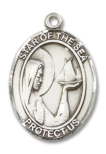 Extel Large Oval Sterling Silver Our Lady Star of the Sea Medal