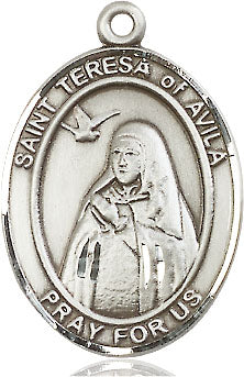 Extel Large Oval Pewter St. Teresa of Avila Medal, Made in USA