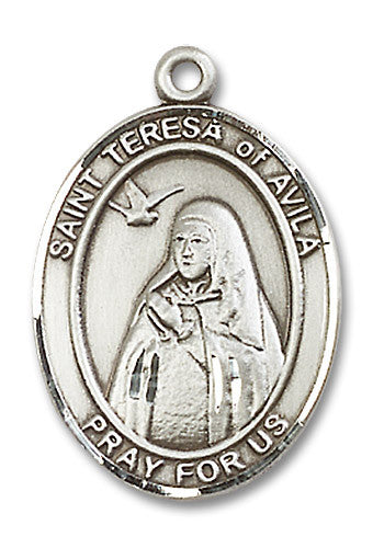 Extel Large Oval Sterling Silver St. Teresa of Avila Medal, Made in USA