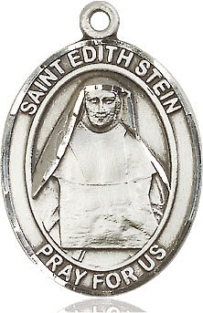 Extel Large Oval Pewter St. Edith Stein Medal, Made in USA