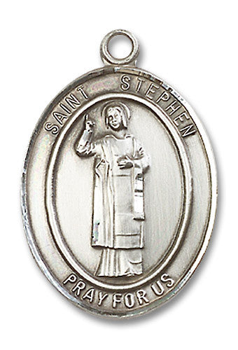 Extel Large Oval Sterling Silver St. Stephen the Martyr Medal, Made in USA