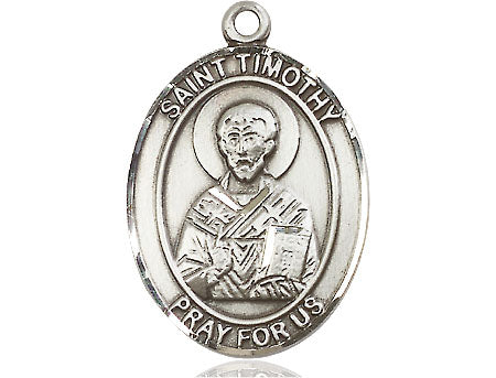 Extel Large Oval Pewter St. Timothy Medal, Made in USA