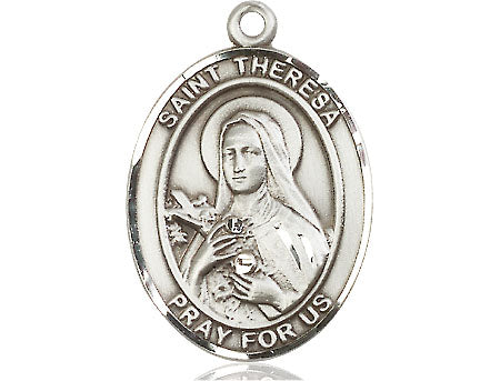 Extel Large Oval Pewter St. Theresa Medal, Made in USA