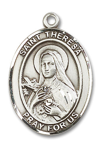 Extel Large Oval Sterling Silver St. Theresa Medal, Made in USA