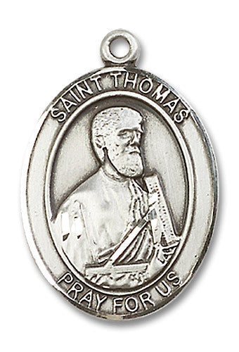 Extel Large Oval Sterling Silver St. Thomas the Apostle Medal, Made in USA