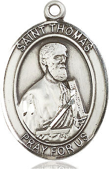 Extel Large Oval Sterling Silver St. Thomas the Apostle Medal, Made in USA