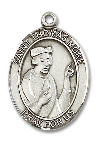 Extel Large Oval Sterling Silver St. Thomas More Medal, Made in USA