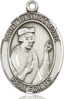 Extel Large Oval Sterling Silver St. Thomas More Medal, Made in USA