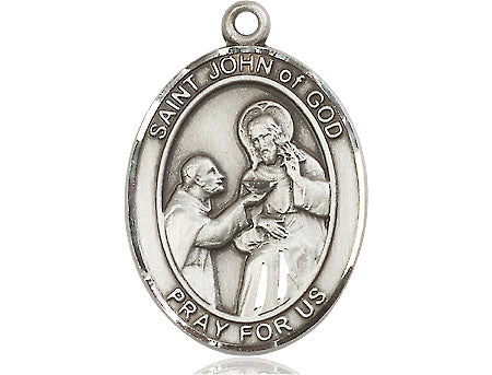 Extel Large Oval Pewter St. John of God Medal, Made in USA