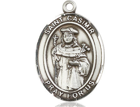 Extel Large Oval Pewter St. Casimir of Poland Medal, Made in USA