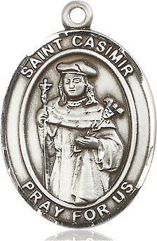 Extel Large Oval Pewter St. Casimir of Poland Medal, Made in USA