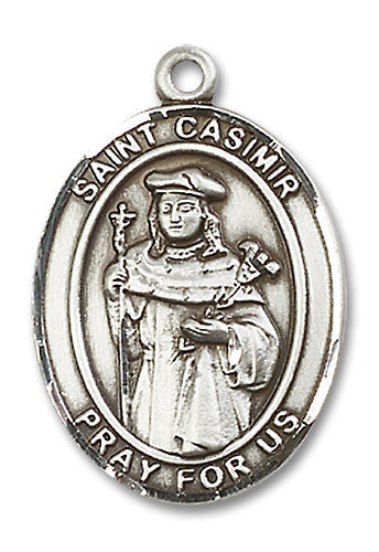 Extel Large Oval Sterling Silver St. Casimir of Poland Medal, Made in USA