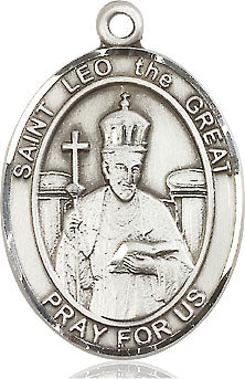 Extel Large Oval Pewter St. Leo the Great Medal, Made in USA