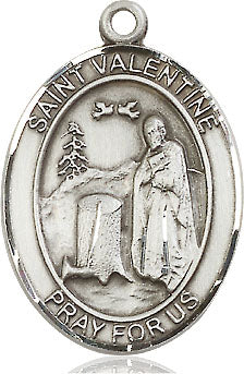 Extel Large Oval Sterling Silver St. Valentine of Rome Medal, Made in USA