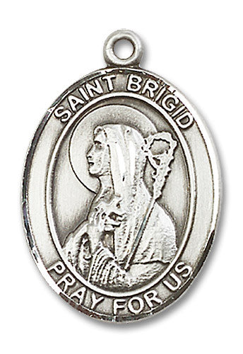 Extel Large Oval Sterling Silver St. Brigid of Ireland Medal, Made in USA