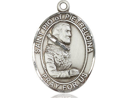 Extel Large Oval  Pewter St. Pio of Pietrelcina Medal, Made in USA