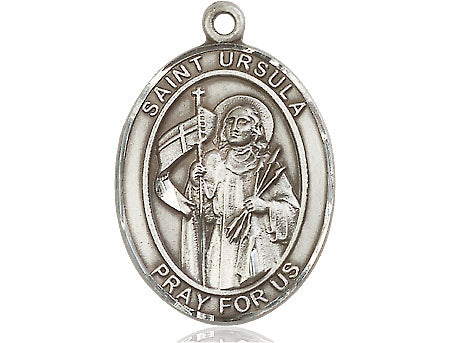 Extel Large Oval Pewter St. Ursula Medal, Made in USA