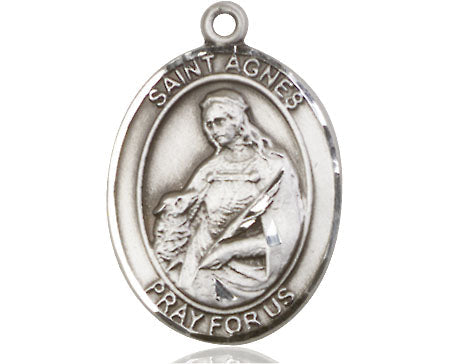 Extel Large Oval  Pewter St. Agnes of Rome Medal, Made in USA