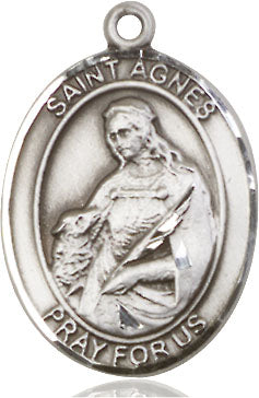 Extel Large Oval  Pewter St. Agnes of Rome Medal, Made in USA