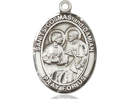 Extel Large Oval  Pewter Sts Cosmas & Damian Medal, Made in USA