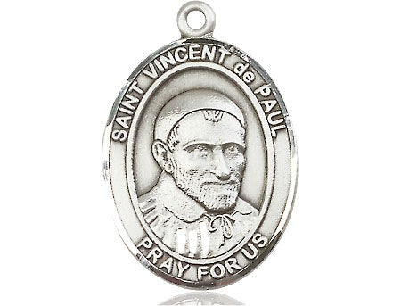 Extel Large Oval Pewter St. Vincent de Paul Medal, Made in USA