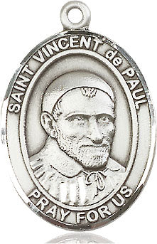 Extel Large Oval Pewter St. Vincent de Paul Medal, Made in USA