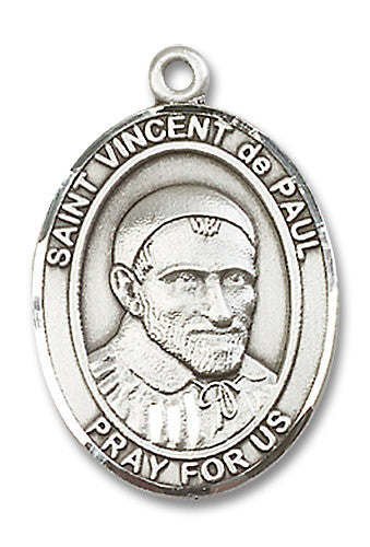 Extel Large Oval Sterling Silver St. Vincent de Paul Medal, Made in USA