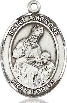 Extel Large Oval Pewter St. Ambrose Medal, Made in USA