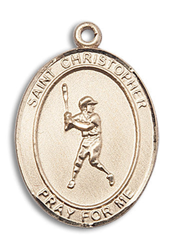 Extel Large 14kt Gold Filled St. Christopher Baseball Medal Pendant Necklace Charm for Baseball Player